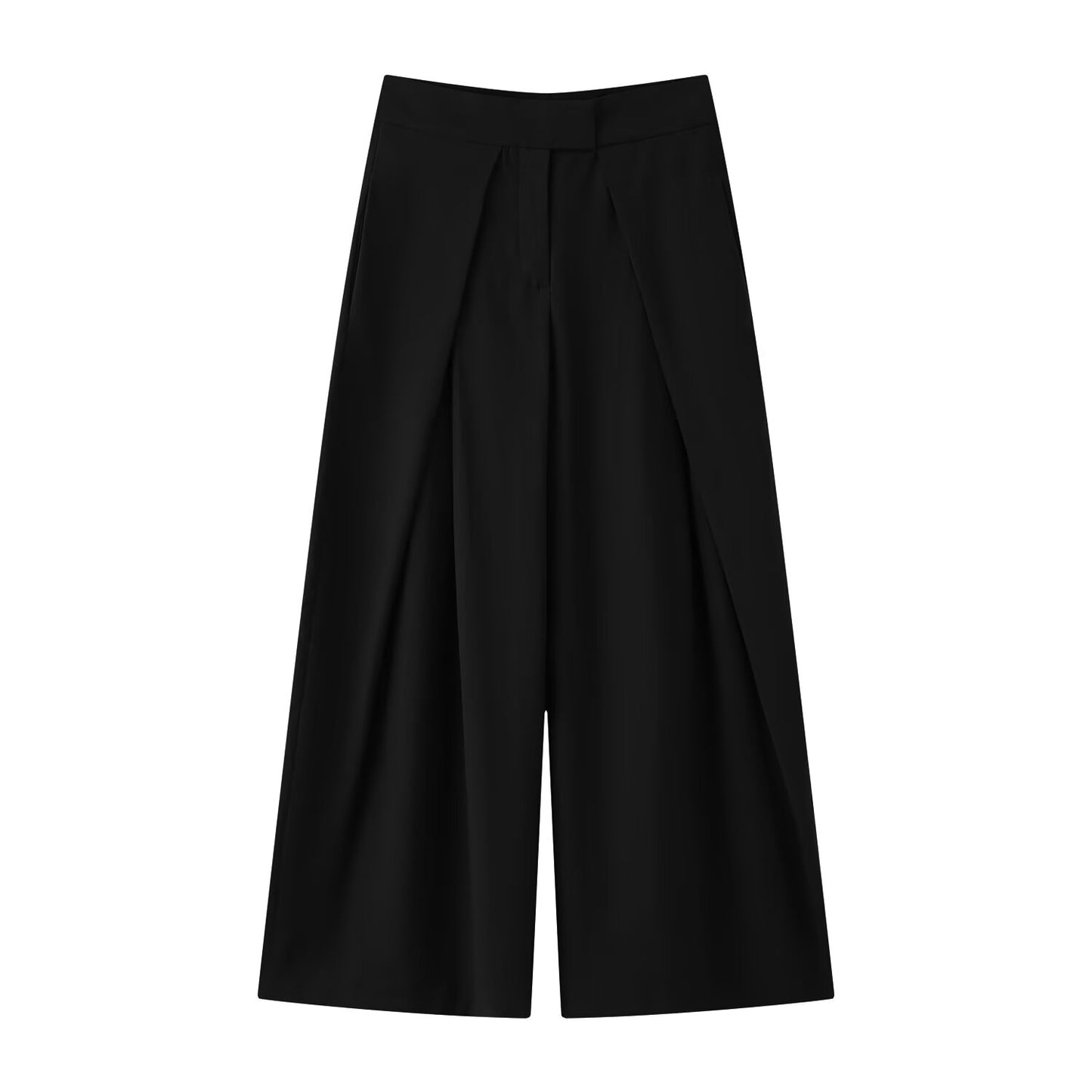 Vintage High-Waist Pleated Wide-Leg Trousers – Winter Loose Fit