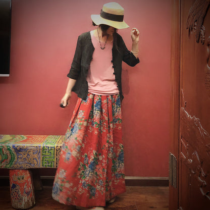 Vintage Bloom Midi Skirt