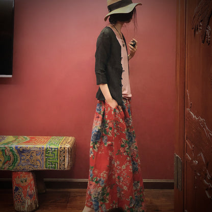 Vintage Bloom Midi Skirt
