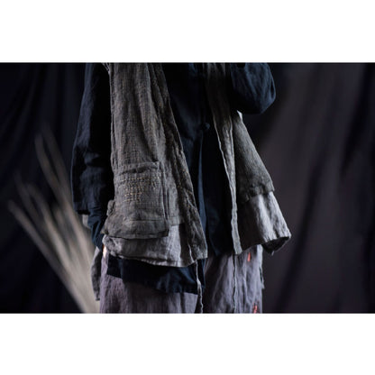 Layered Pocket Linen Vest
