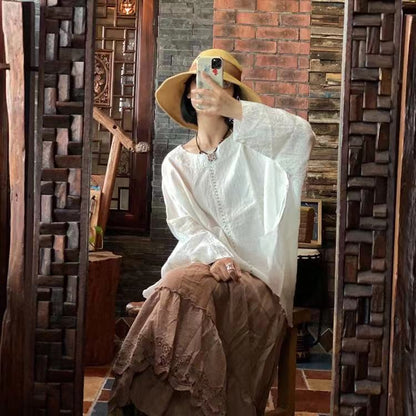 Dream Retro Cotton Linen Blouse