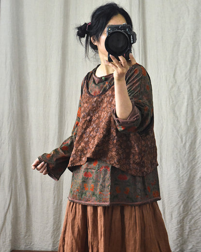 Vintage Bloom Strappy Crop Blouse