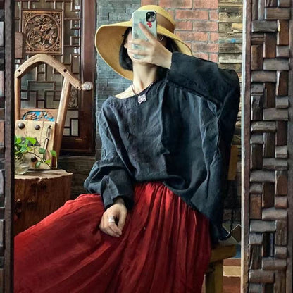 Dream Retro Cotton Linen Blouse