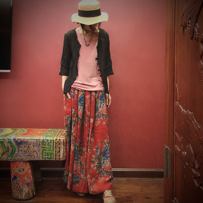 Vintage Bloom Midi Skirt