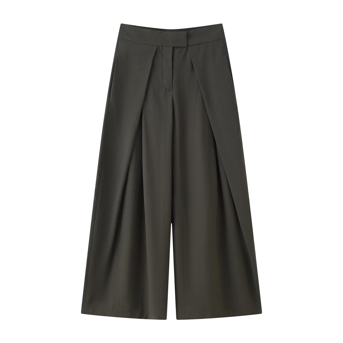 Vintage High-Waist Pleated Wide-Leg Trousers – Winter Loose Fit
