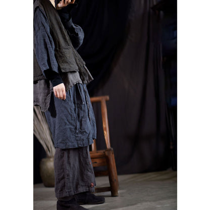 Layered Pocket Linen Vest