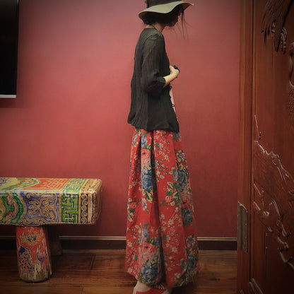 Vintage Bloom Midi Skirt