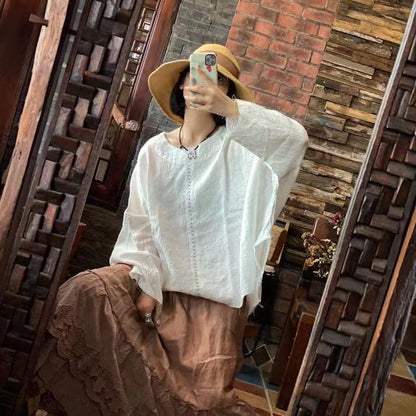 Dream Retro Cotton Linen Blouse