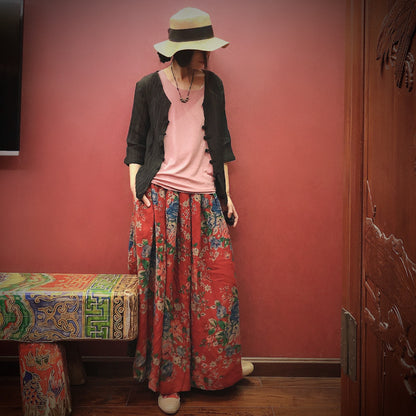 Vintage Bloom Midi Skirt