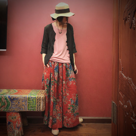 Vintage Bloom Midi Skirt