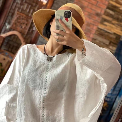 Dream Retro Cotton Linen Blouse