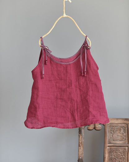 Strappy Contrast Ramie Blouse