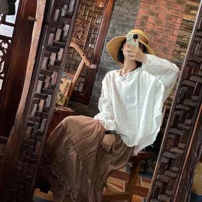 Dream Retro Cotton Linen Blouse