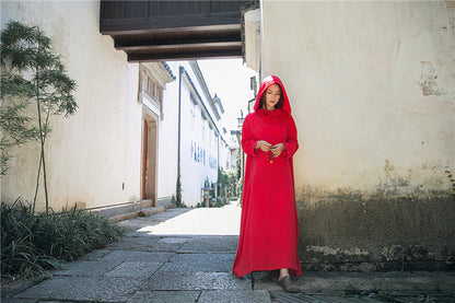 Hooded Linen Midi Dress