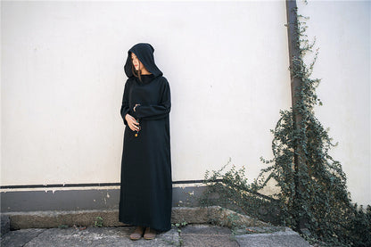 Hooded Linen Midi Dress