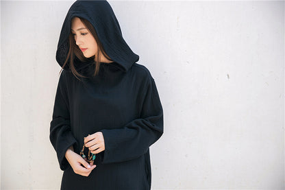Hooded Linen Midi Dress