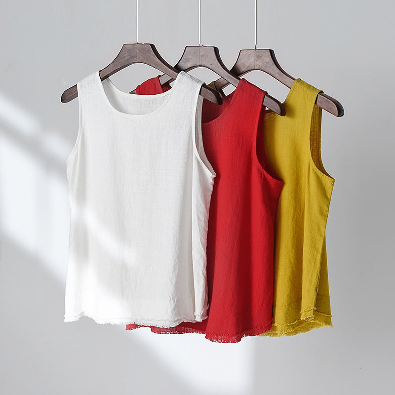 Blusa de lino sin mangas Vintage Breeze