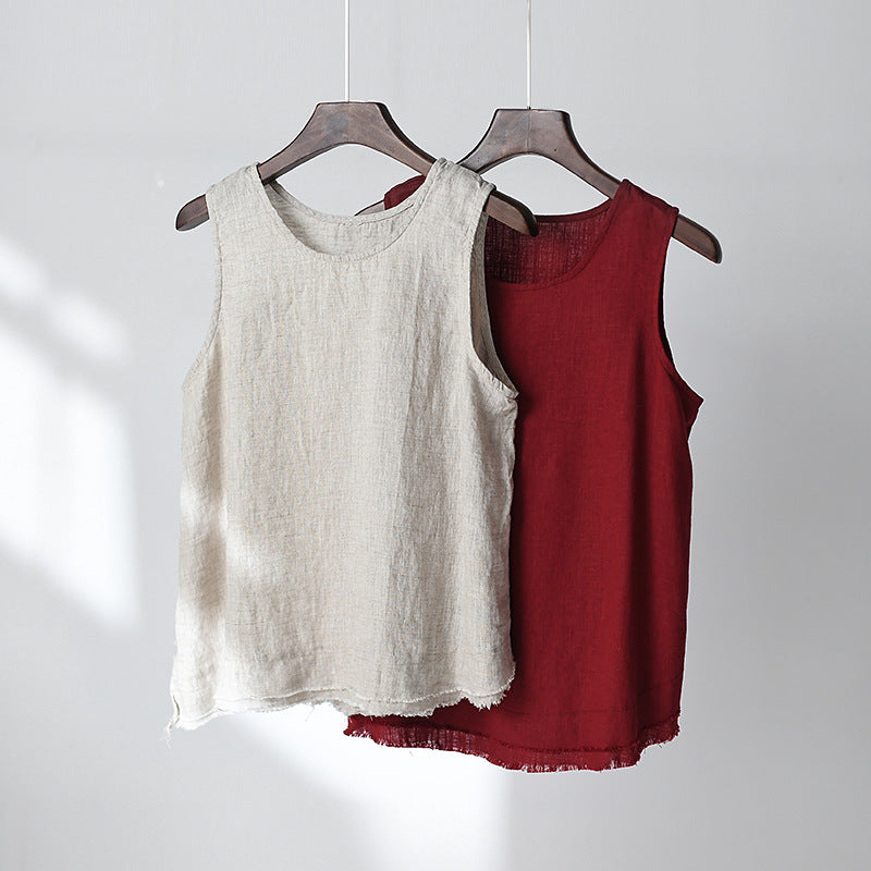 Blusa de lino sin mangas Vintage Breeze