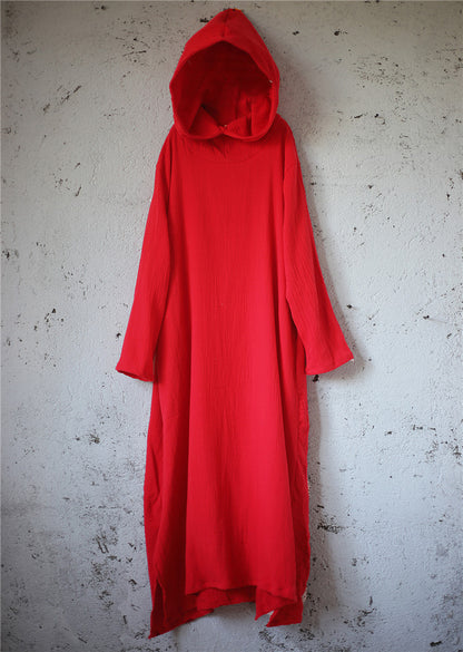 Hooded Linen Midi Dress