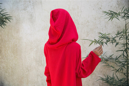 Hooded Linen Midi Dress