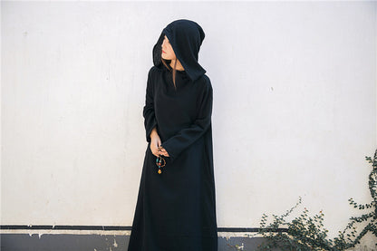 Hooded Linen Midi Dress