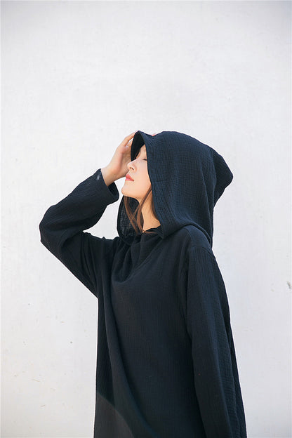 Hooded Linen Midi Dress