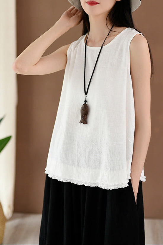 Blusa de lino sin mangas Vintage Breeze