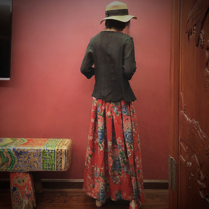 Vintage Bloom Midi Skirt