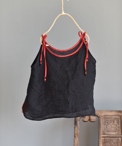 Strappy Contrast Ramie Blouse
