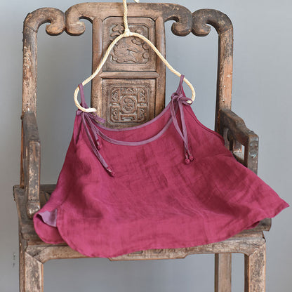 Strappy Contrast Ramie Blouse
