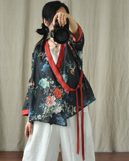 Bohemian Bloom Wrap Rami Blouse