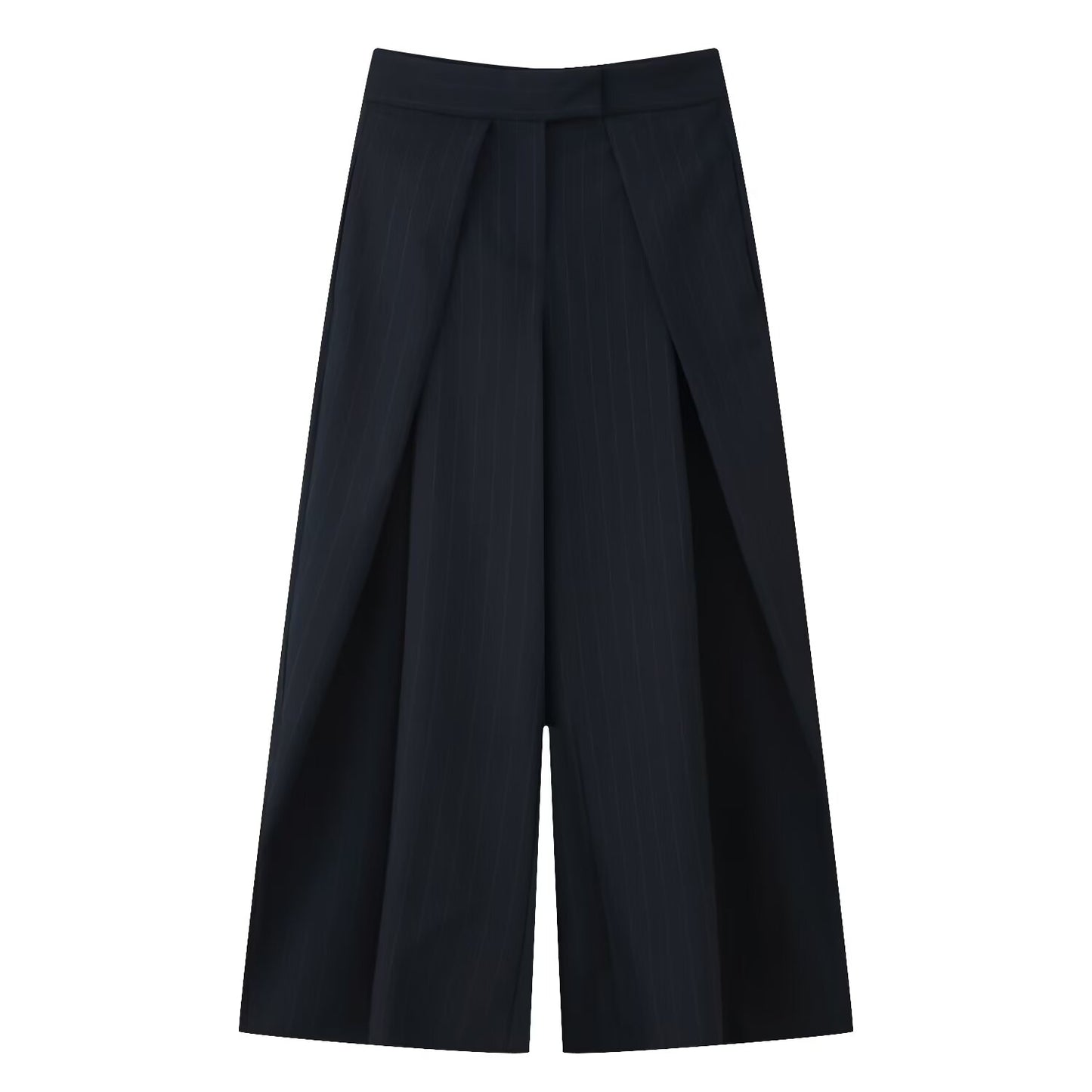 Vintage High-Waist Pleated Wide-Leg Trousers – Winter Loose Fit
