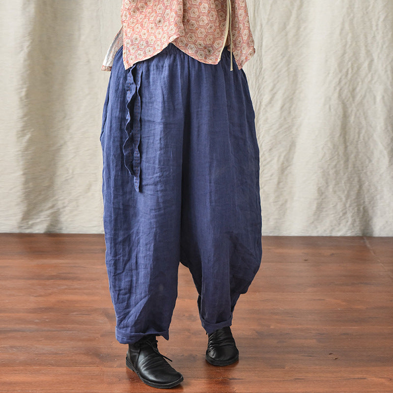 Pantalones holgados de lino bohemio