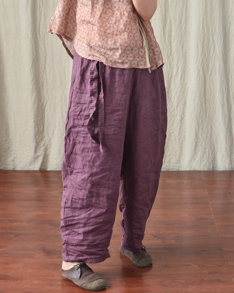 Pantalones holgados de lino bohemio
