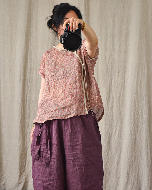 Pantalones holgados de lino bohemio