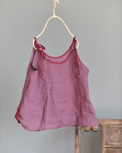 Strappy Contrast Ramie Blouse