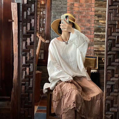 Dream Retro Cotton Linen Blouse