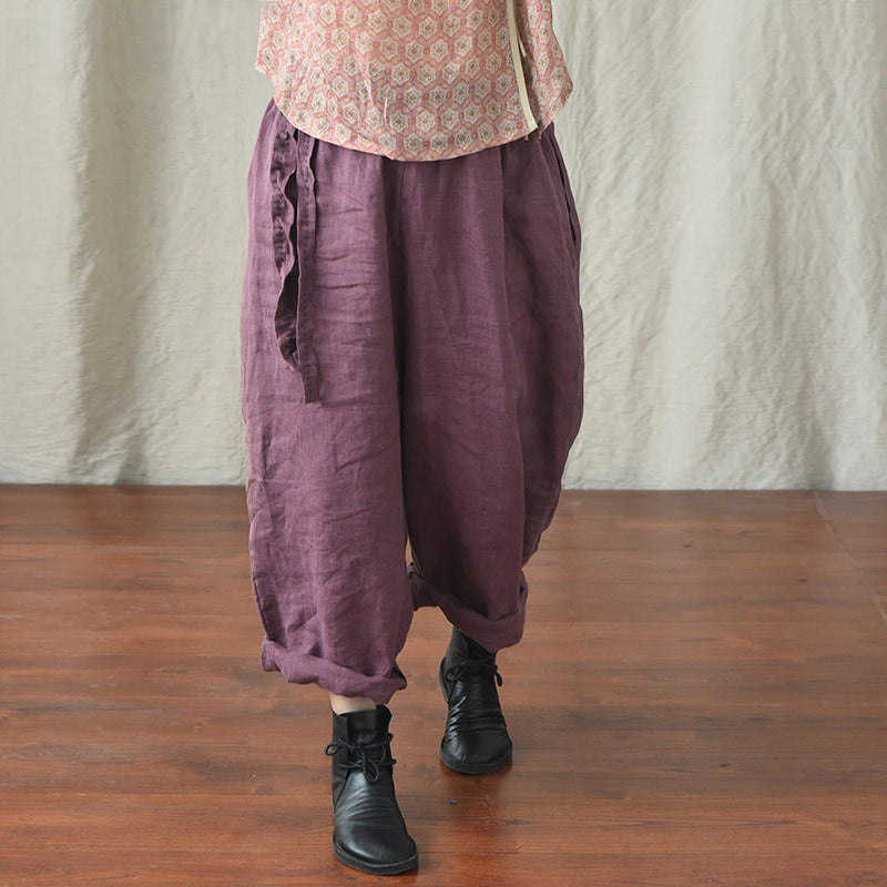 Pantalones holgados de lino bohemio