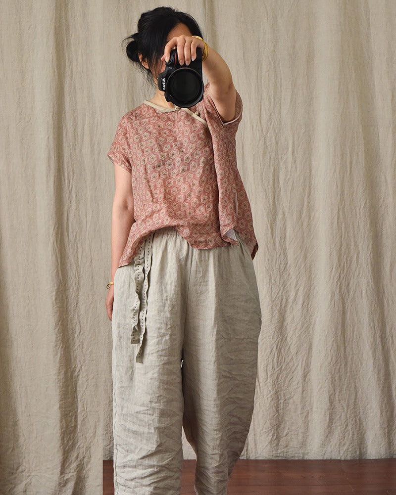 Pantalones holgados de lino bohemio