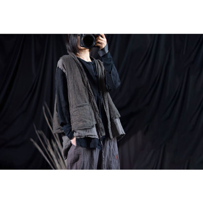 Layered Pocket Linen Vest