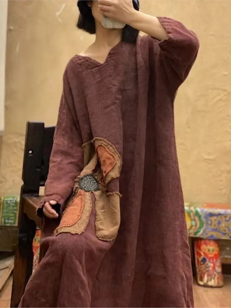Robe patchwork vintage à fleurs