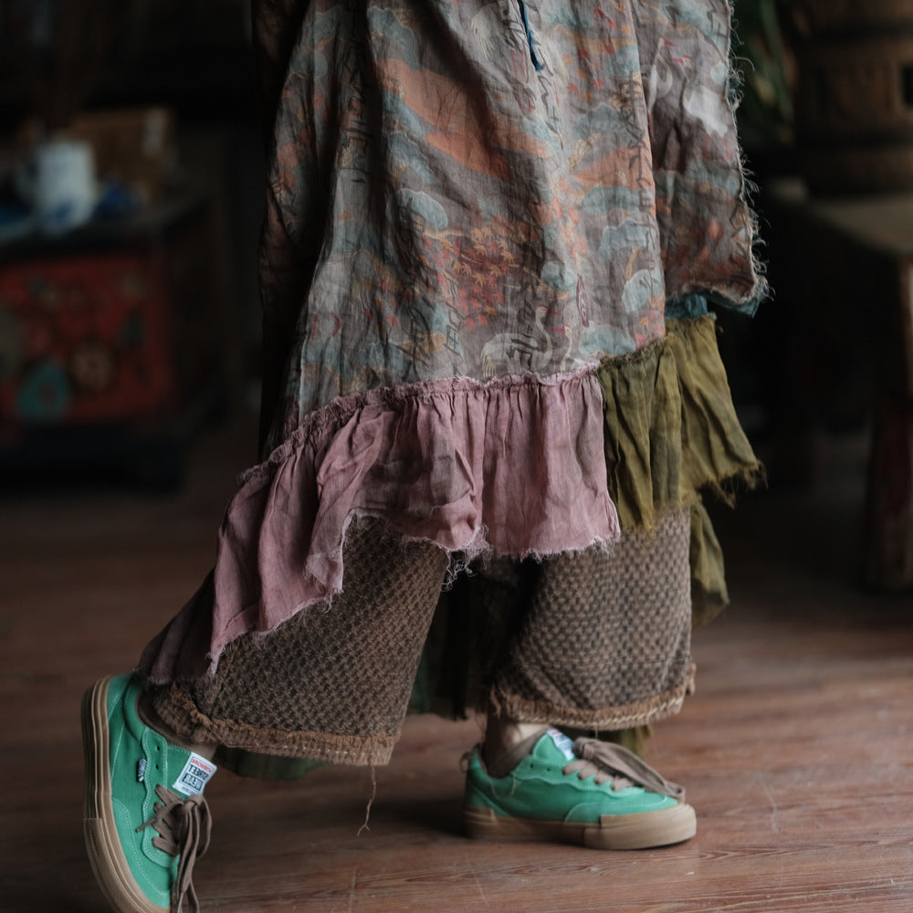 Boho Patchwork Ramie Dress