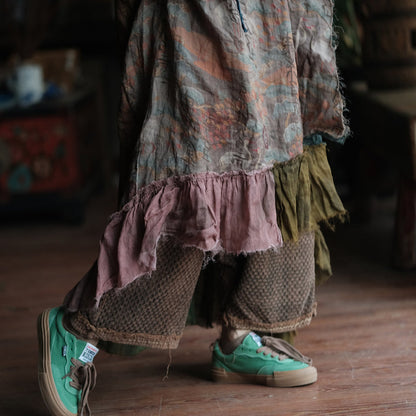 Boho Patchwork Ramie Dress
