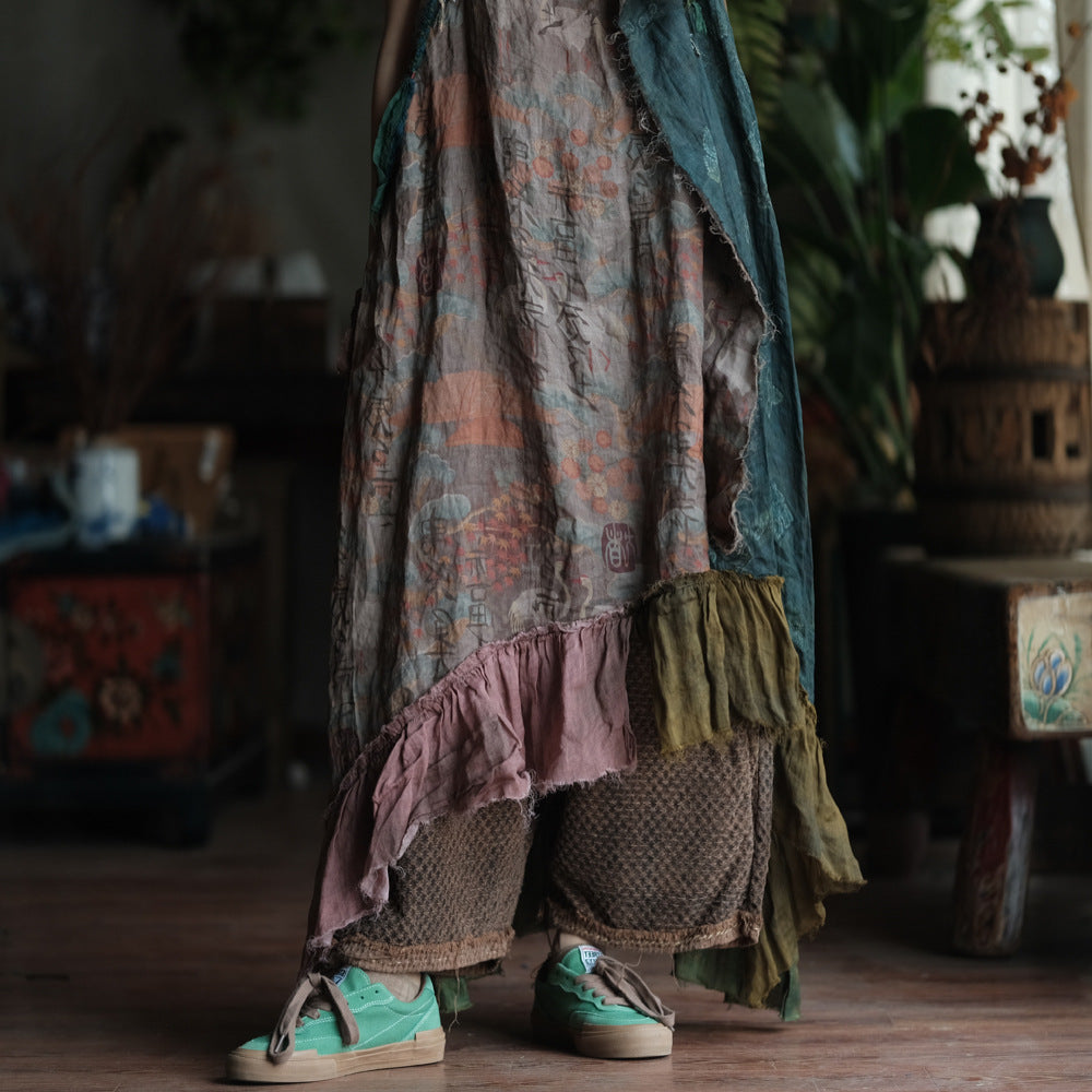 Boho Patchwork Ramie Dress