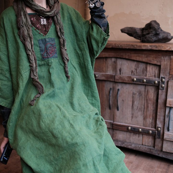 Vintage Aura Linen Tunic Dress