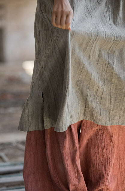 Linen Cotton Tunic Dress - Natural Boho Style