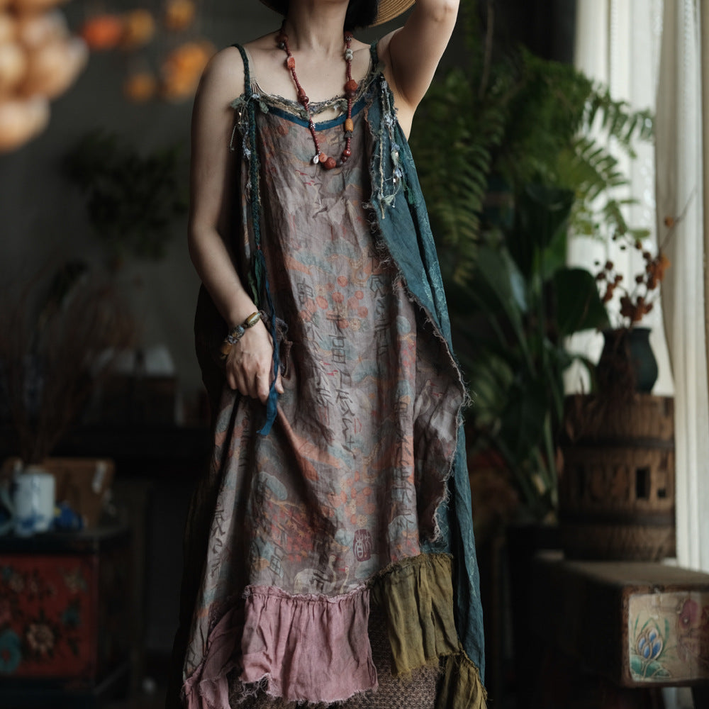 Boho Patchwork Ramie Dress