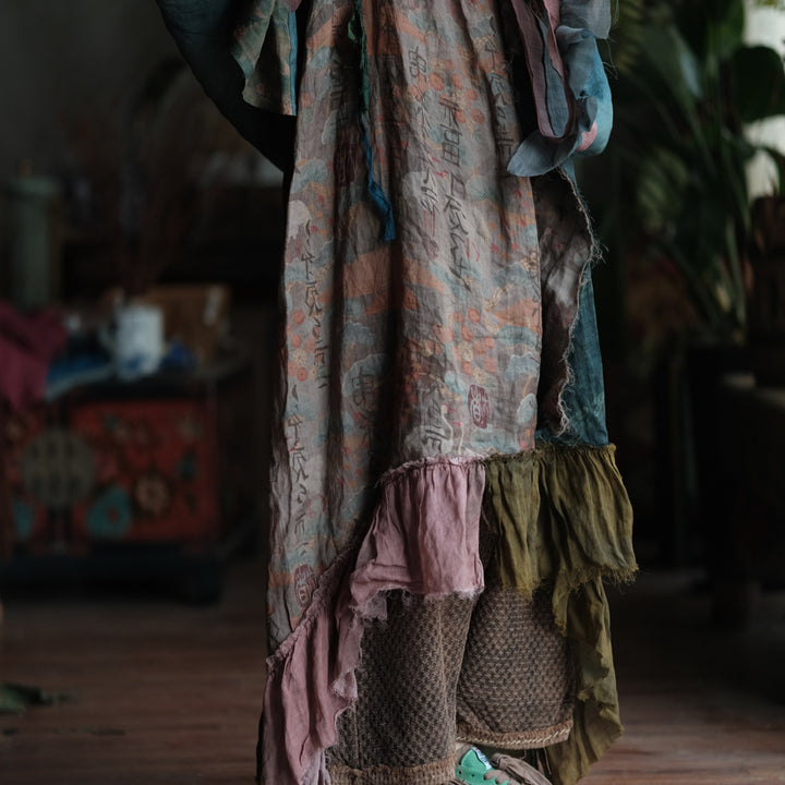 Boho Patchwork Ramie Dress