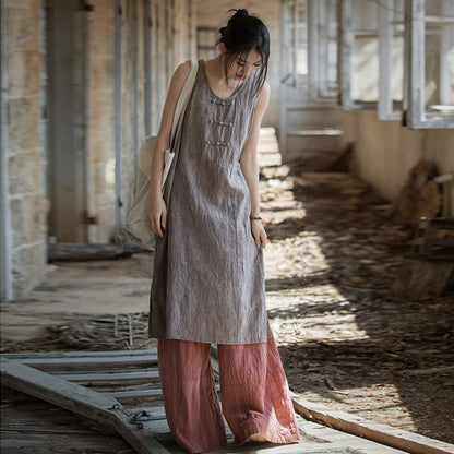 Linen Cotton Tunic Dress - Natural Boho Style