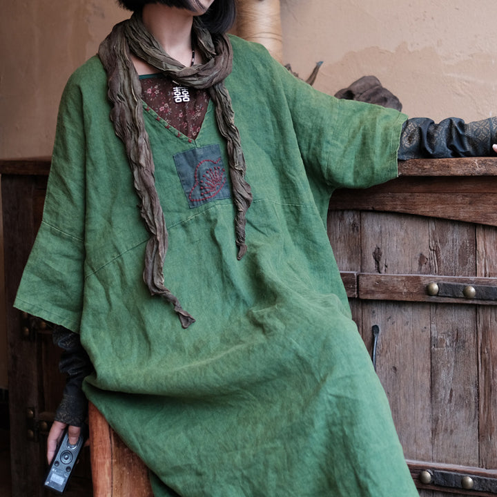 Vintage Aura Linen Tunic Dress